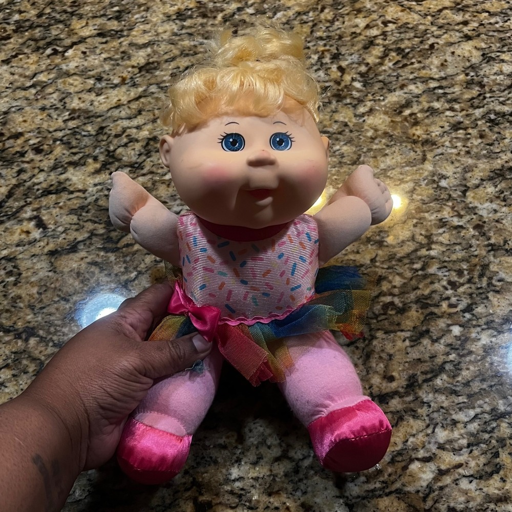 Cabbage Patch Kids Blonde Blue Eye Baby Doll Rainbow Tutu Sprinkle Top 2015